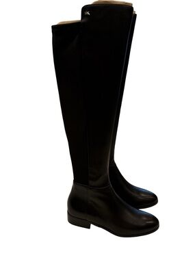 New Michael Kors Bromley Riding Style BootsFlat Black Leather Stretch Sz 5 NEW
